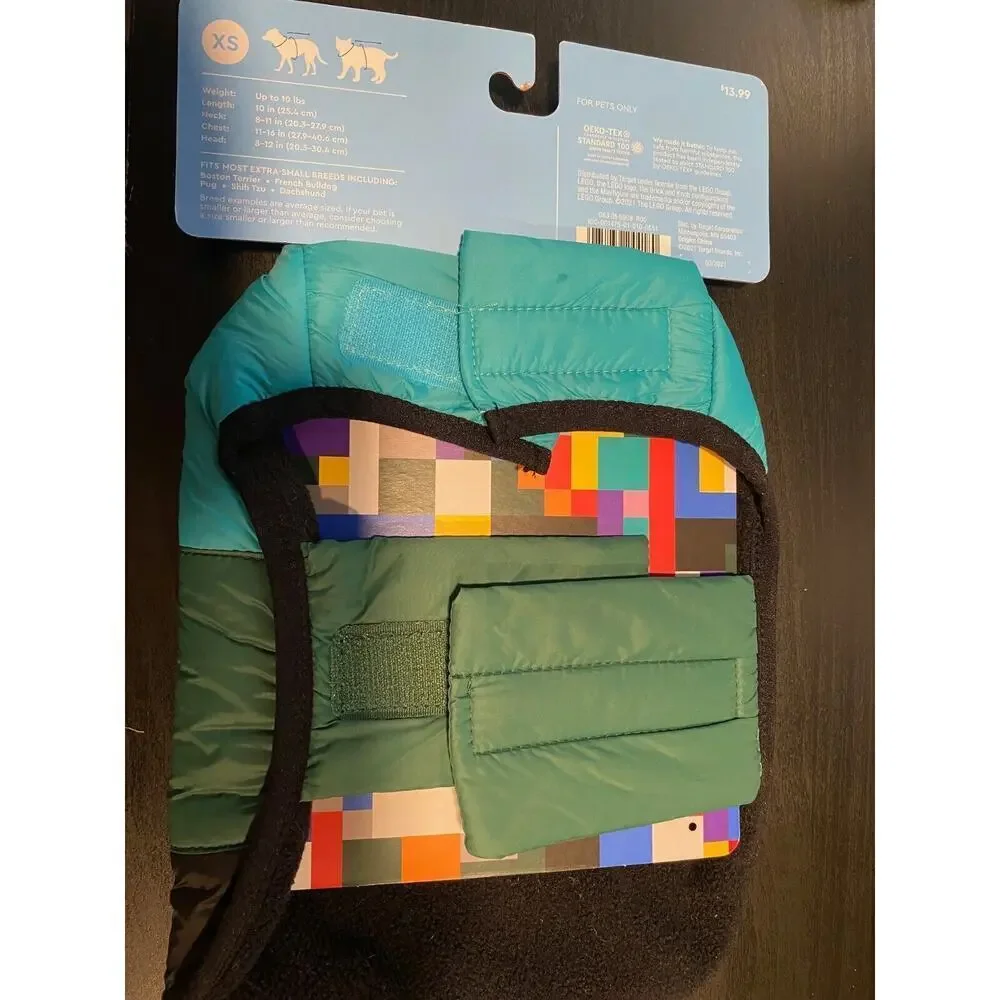 NEW LEGO Collection X Target Dog Puffer Jacket Blue Green Black Size XS